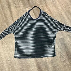 Cotton On Navy and White Striped Long Sleeve Top